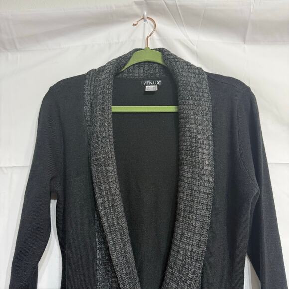Venus Black Open Front Buckle Cardigan Sz M - Picture 3 of 13